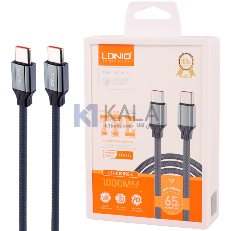 کابل شارژ 65W دو سر Type-C برند LDNIO مدل LC441C