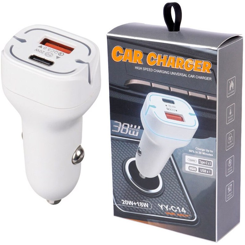 شارژر فندکی فست شارژ YY-C14 ظرفیت ۳۸ وات QC3.0