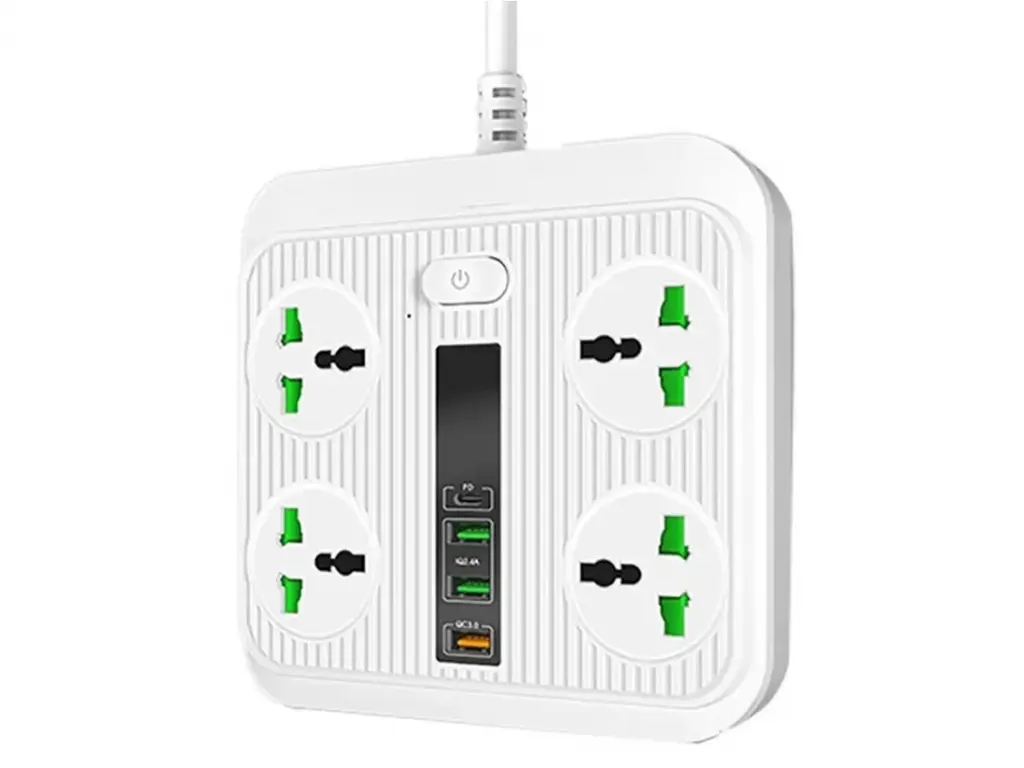 چندراهی هوشمند ارلدام Earldom Multiport Smart Power Outlet 3000W 5V/3A ES-SC05  رنگ سفید