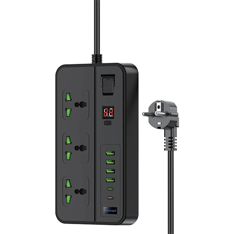 چندراهی و محافط ولتاژ برق تویین مکس مدل MX-61 رنگ مشکی