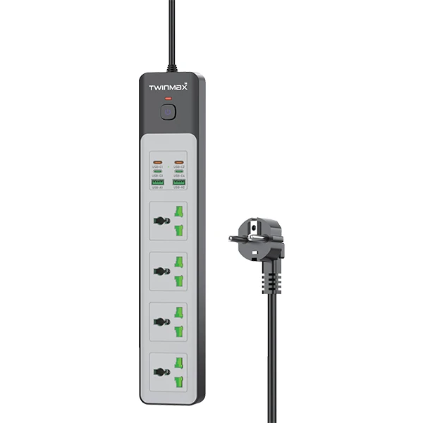 چندراهی و محافظ برق تویین مکس مدل MX-60  رنگ سفید