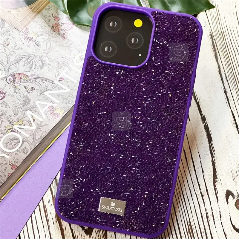 قاب گوشی موبایل سواروسکی مدل نگین دار مناسب برای  iPhone 14  Pro Max اورجینال . رنگ بنفش
