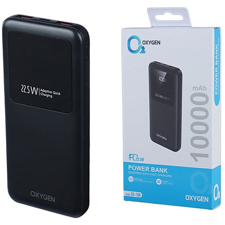 پاور بانک 22.5 وات اکسیژن مدل OX-100 PD ظرفیت 10000 میلی آمپر ساعت