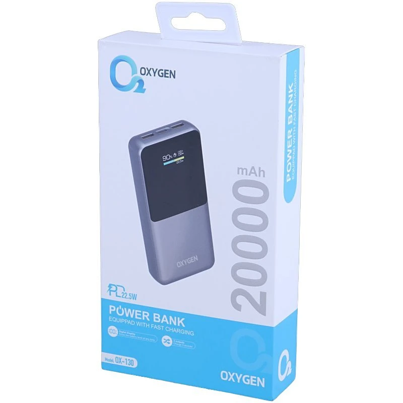 پاوربانک فست شارژ اکسیژن 22.5 وات ظرفیت 20000 میلی آمپر مدل OX-130